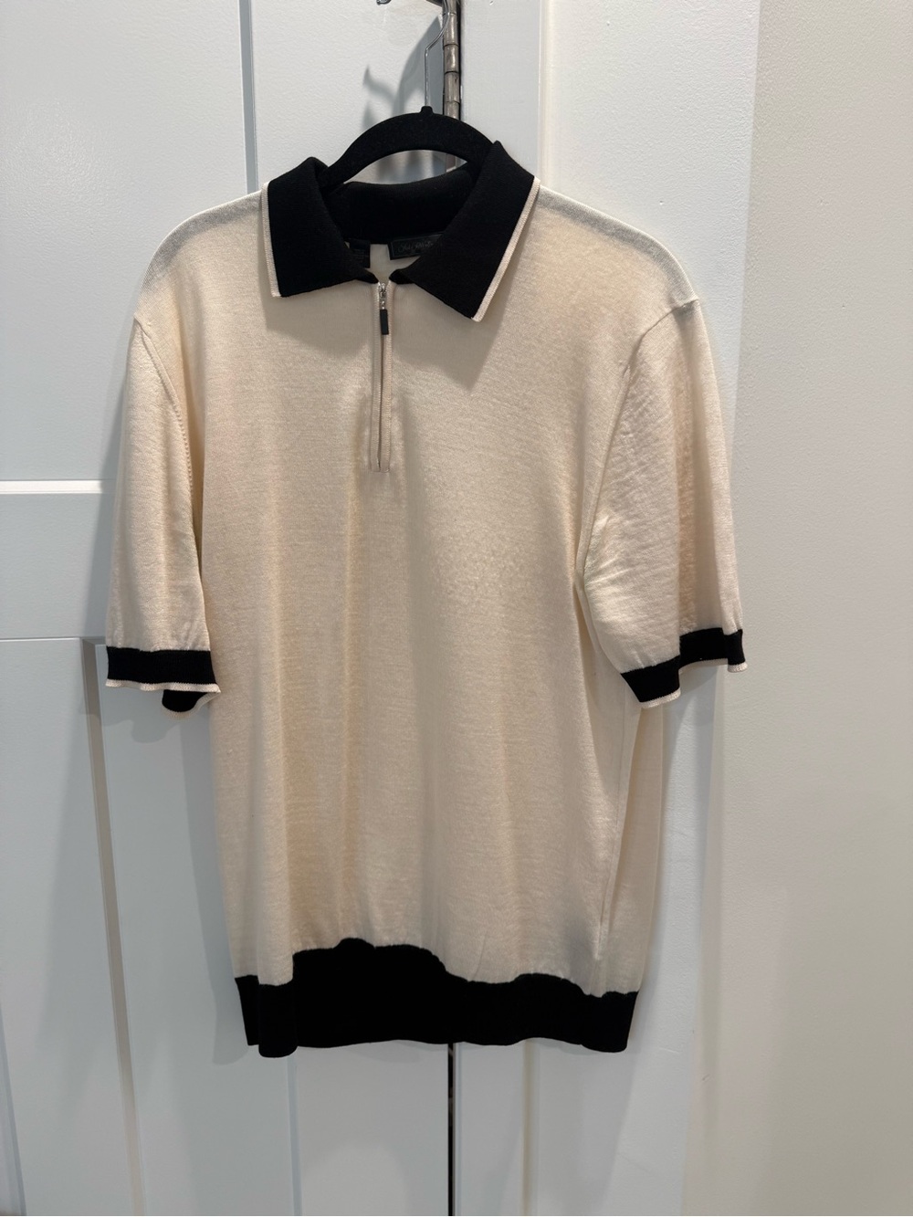 Saks Fifth Avenue Cream Polo with Black Trim